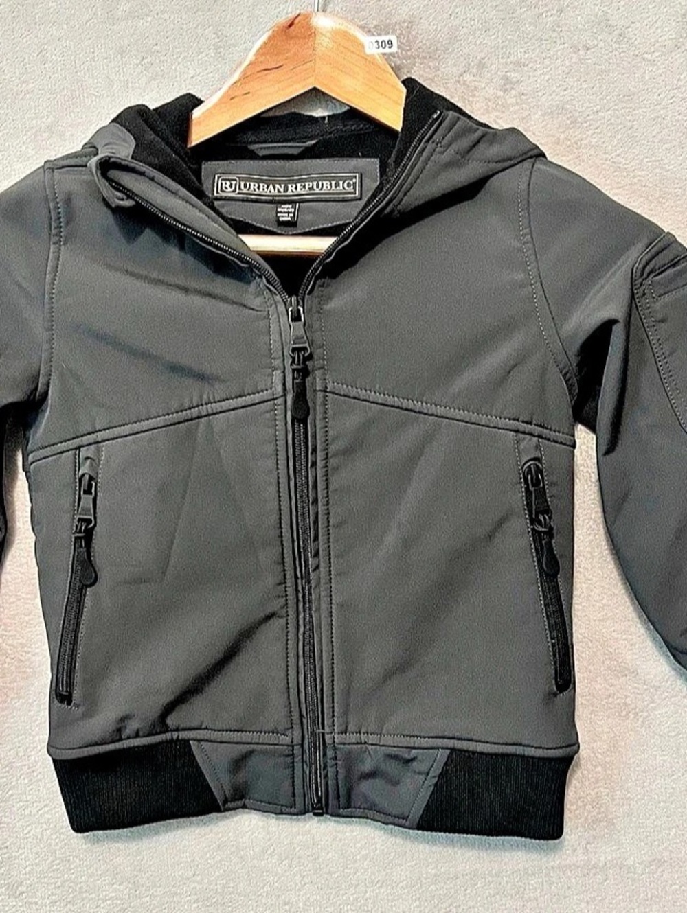 Urban Republic Girls Medium Black Hooded Bomber Jacket Like New
